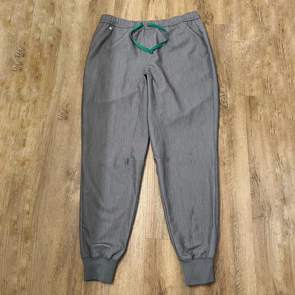 Tansen Jogger Scrub Pants Men's‎ Dark Gray with Green Drawstring Size Large